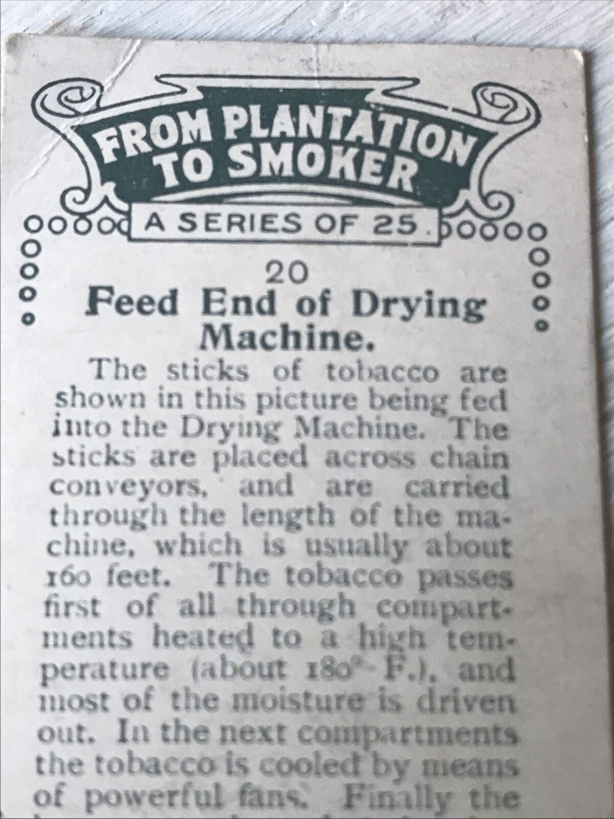 Vintage Players Cigarettes Card From Plantation To Smoker 20 Feed End Of Drying