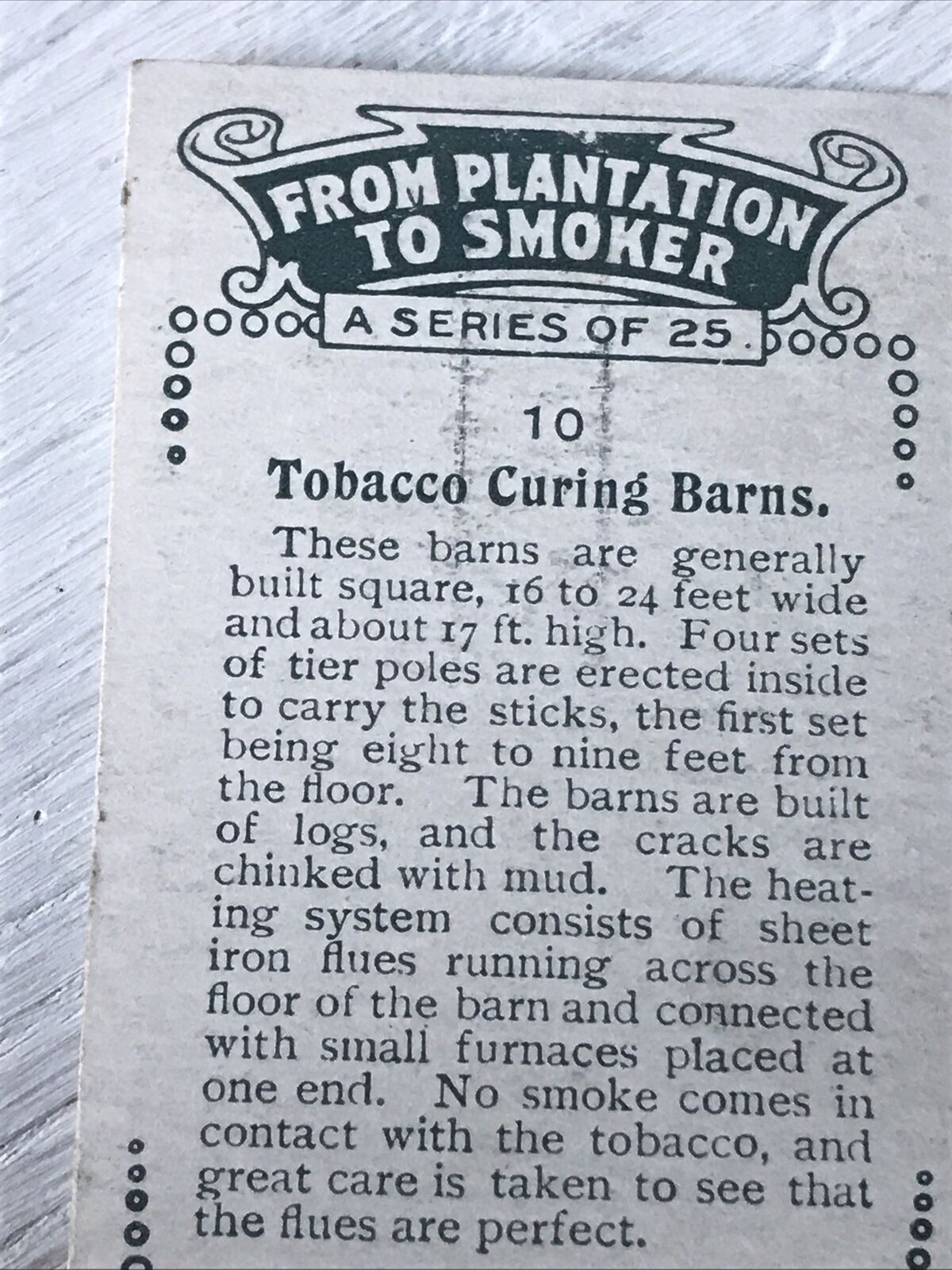 Vintage Players Cigarettes Card From Plantation To Smoker 10 Tobacco Curing Barn