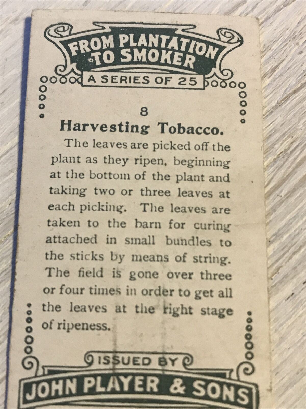 Vintage Players Cigarettes Card From Plantation To Smoker Harvesting Tobacco 8