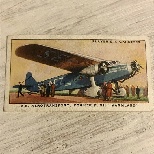 Vintage Players Cigarettes Card International Air Liners 30 A B Aerotransport