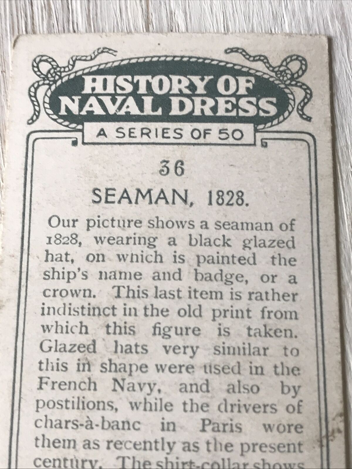 Players Cigarettes Card History Of Naval Dress 36 Seaman 1828 French Navy