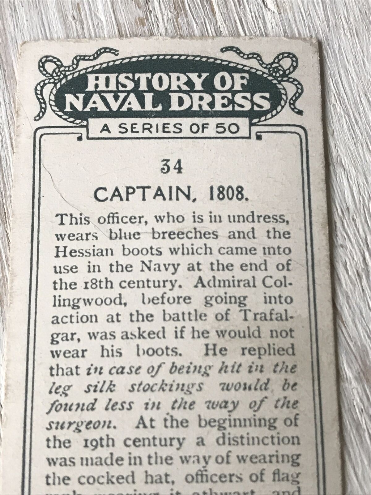 Players Cigarettes Card History Of Naval Dress 34 Captain 1808 Navy Officer