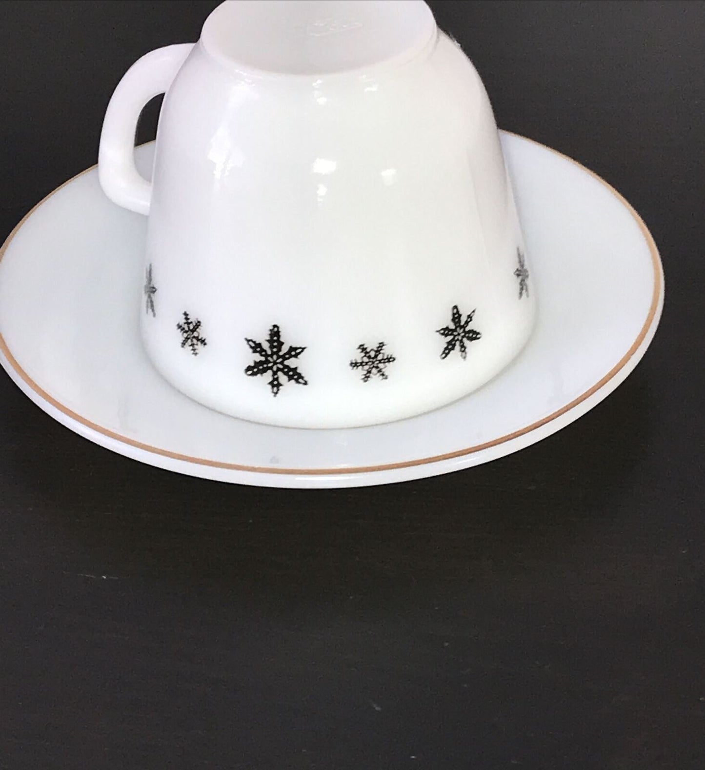 Vintage Pyrex JAJ Gaiety Snowflake Cup And Saucer. Great For Christmas