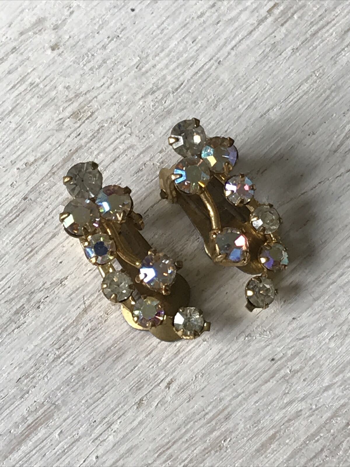 Vintage Clip On Earrings Diamanté Cluster Sparkly Dressy Special Occasion Dainty