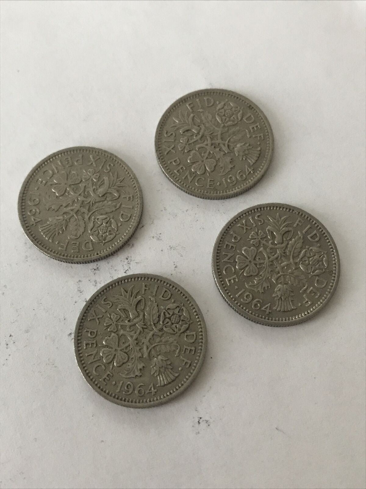 4 x 1964 Sixpence Coins Elizabeth II