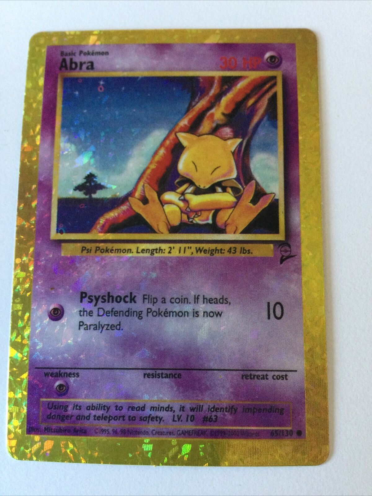 Pokemon Vending Sticker Unused 1999 Holo 65/130 Abra Excellent Condition vintage