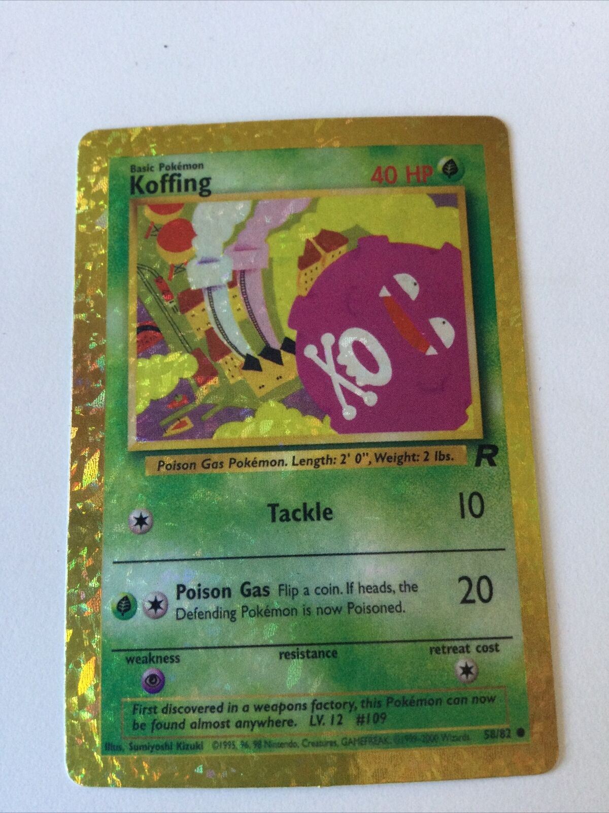 Pokemon Vending Sticker Unused 1999 Holo 58/82 Koffing Excellent Condition vintage 90s