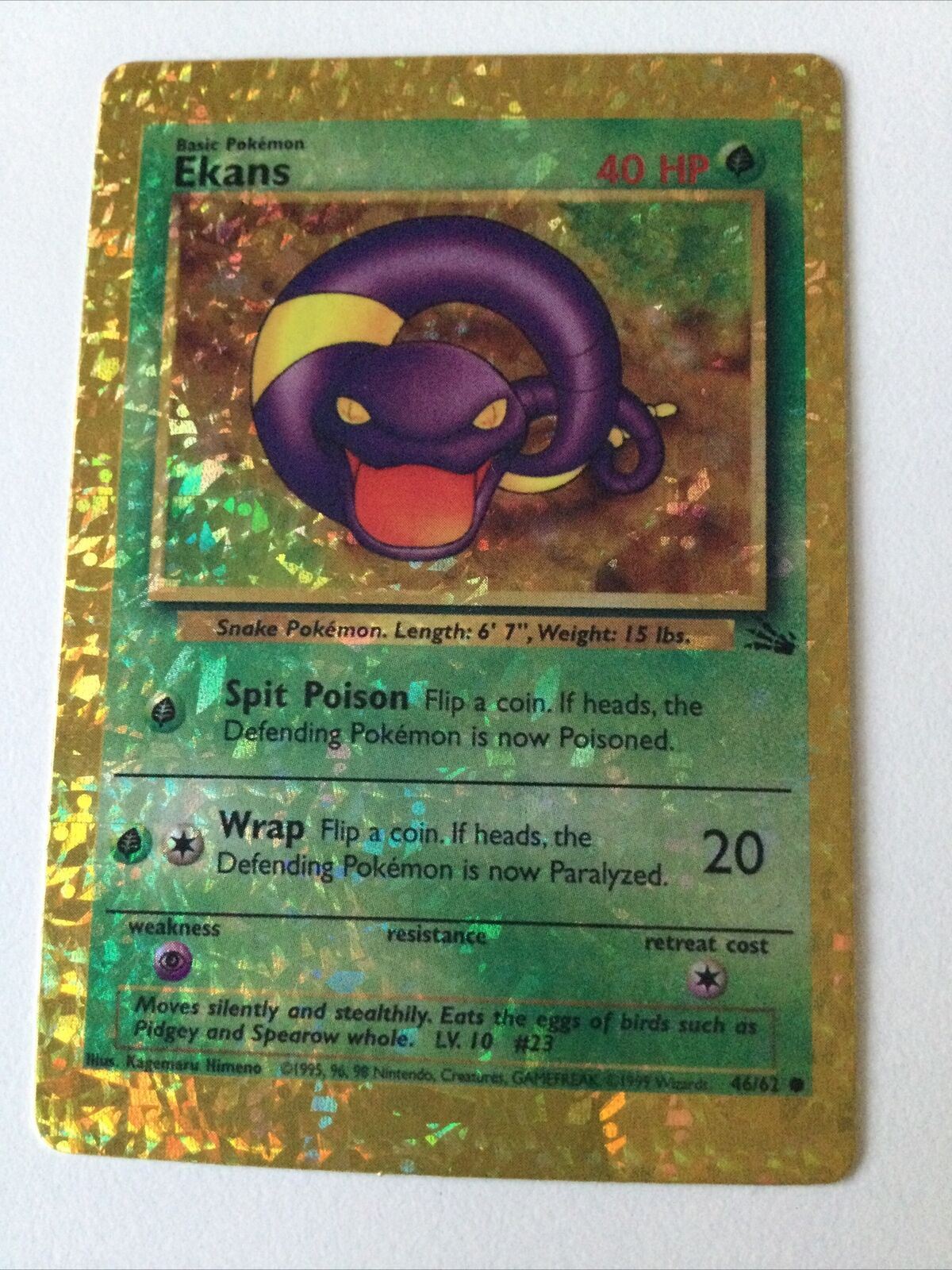 Pokemon Vending STICKER EKANS Unused 1999 Holo 46/62 vintage 90s great condition