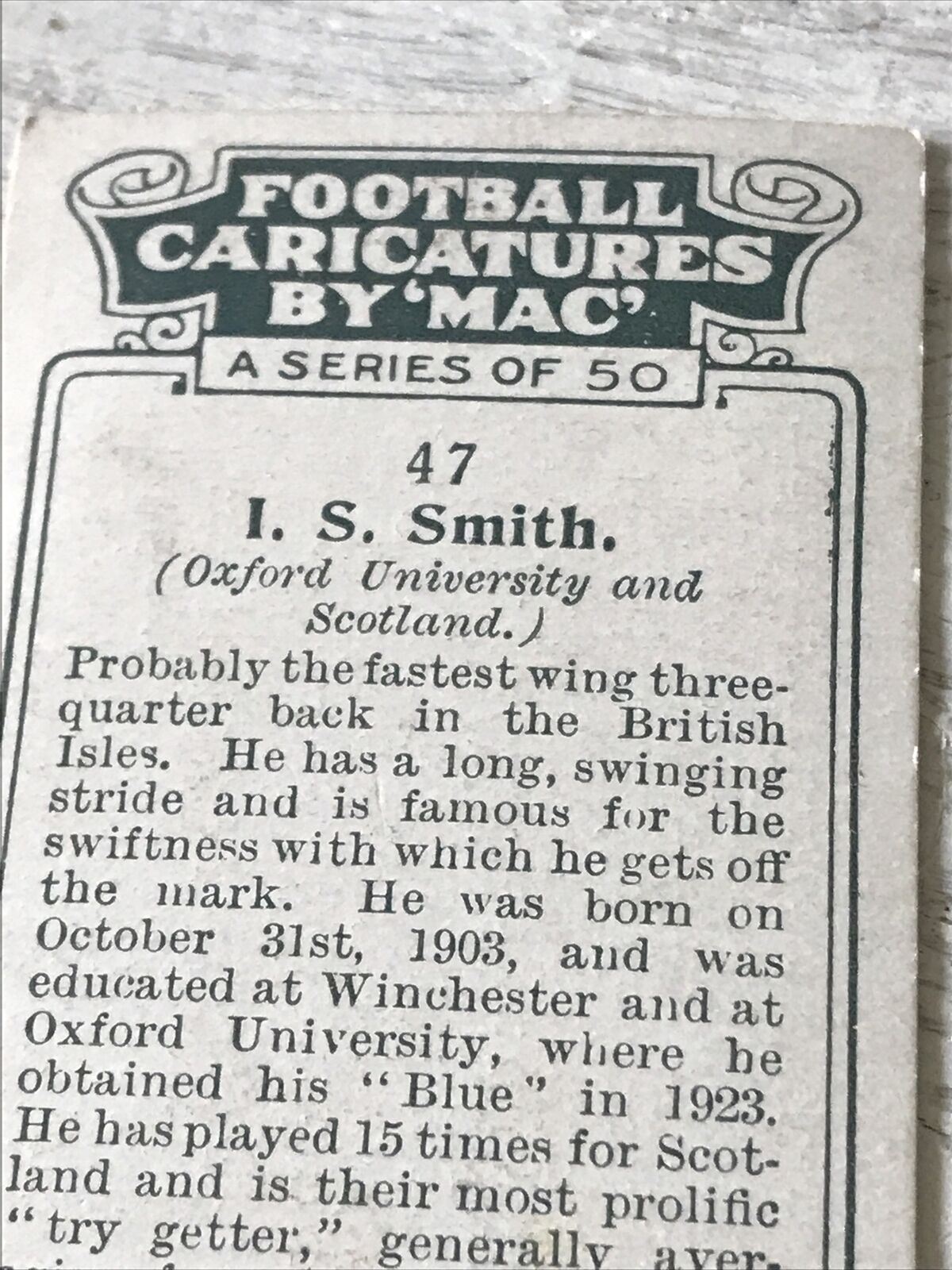 Players Cigarette Card Football Caricatures By Mac 47 I S Smith Oxford