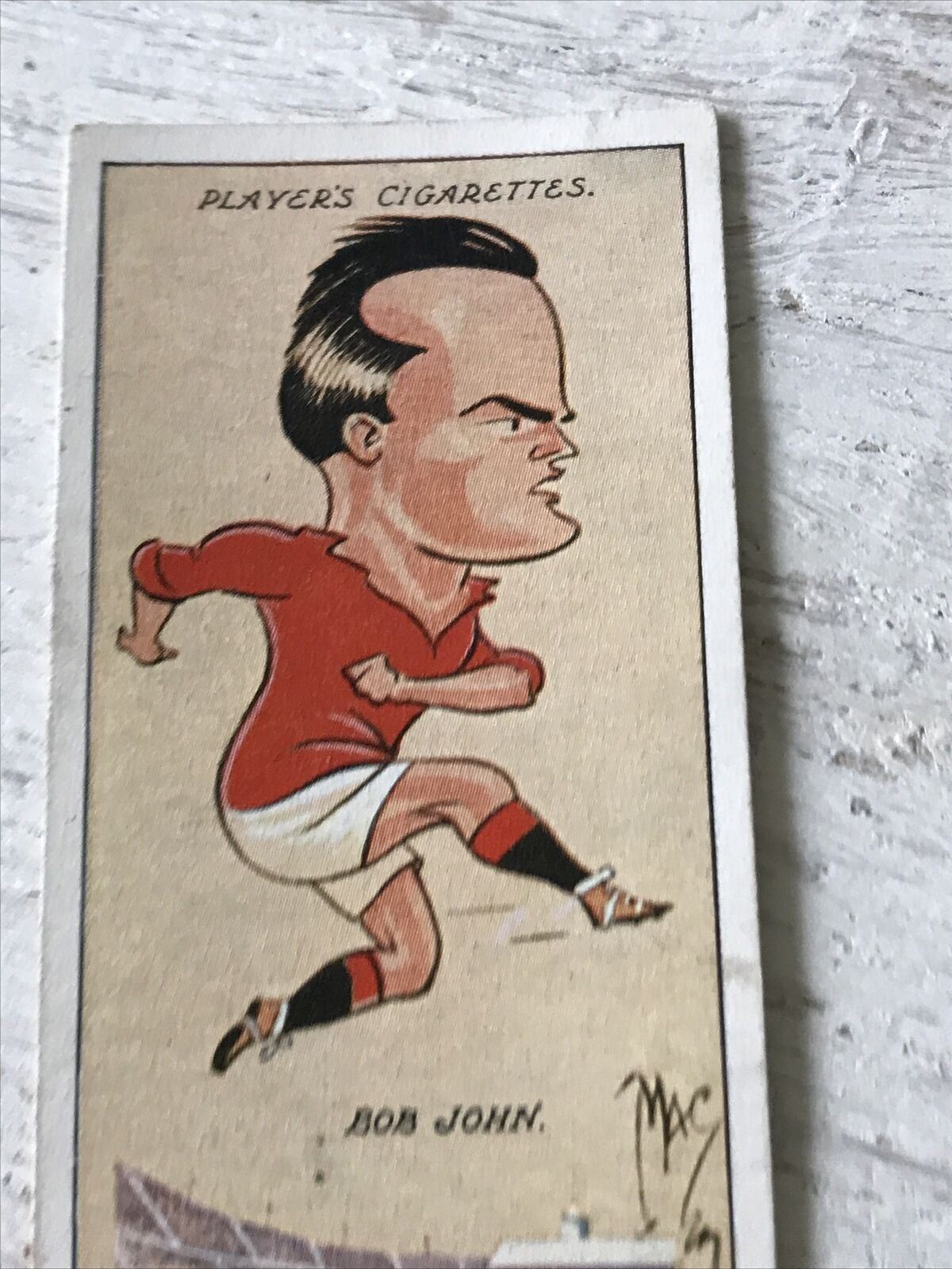 Players Cigarette Card Football Caricatures By Mac 19 Bob John Arsenal Wales