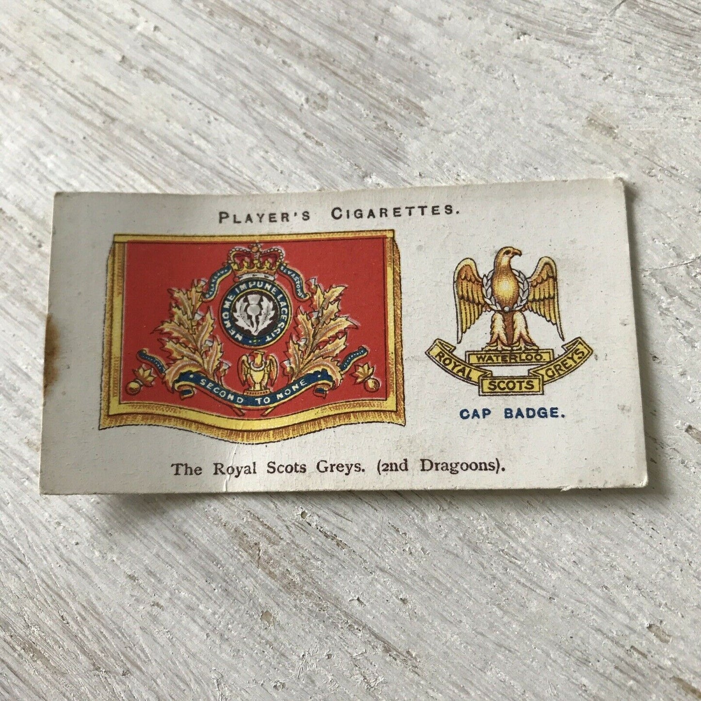 Players Cigarette Card Drum Banners & Cap Badges 12 Royal Scots Greys 2nd 1924 1920s