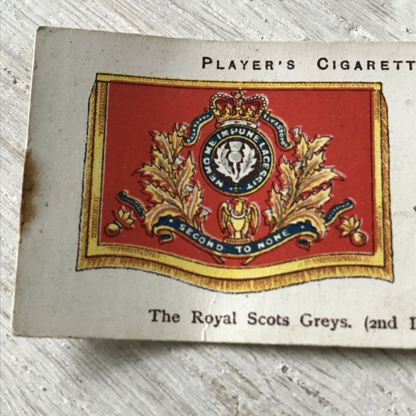 Players Cigarette Card Drum Banners & Cap Badges 12 Royal Scots Greys 2nd 1924 1920s