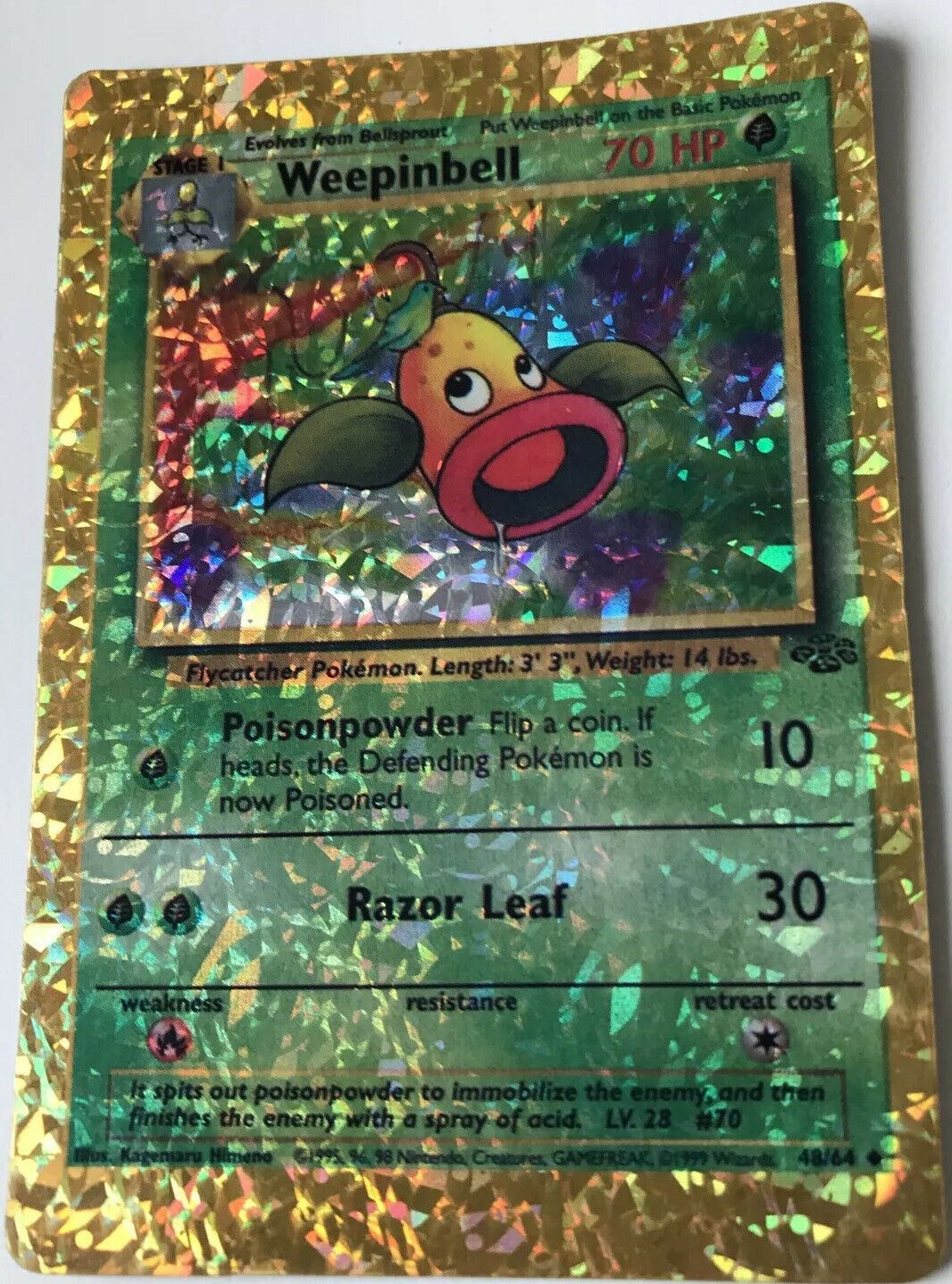 Vintage 90s RARE Weepinbell STICKER Pokemon Card Vending Machine Prism HOLO 48/64