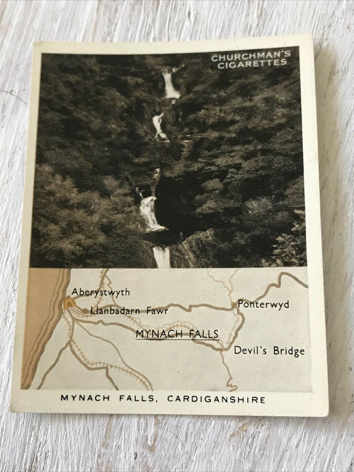 Churchmans Cigarette Card Holidays In Britain 23 Mynach Falls Cardiganshire