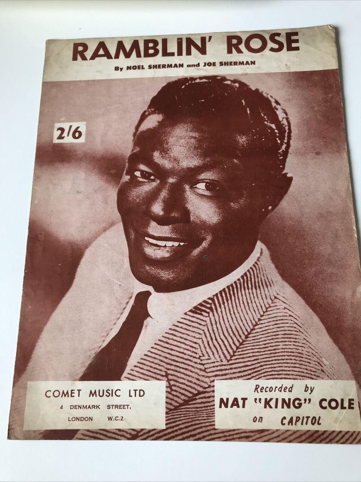 Vintage Sheet Music Ramblin Rose Nat King Cole 1962 60s Pop Vocal Comet Music