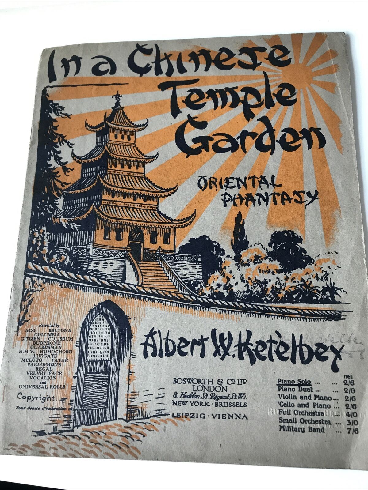 Albert W Ketelbey Vintage Sheet Music In A Chinese Temple Garden 1926 Nice Cover