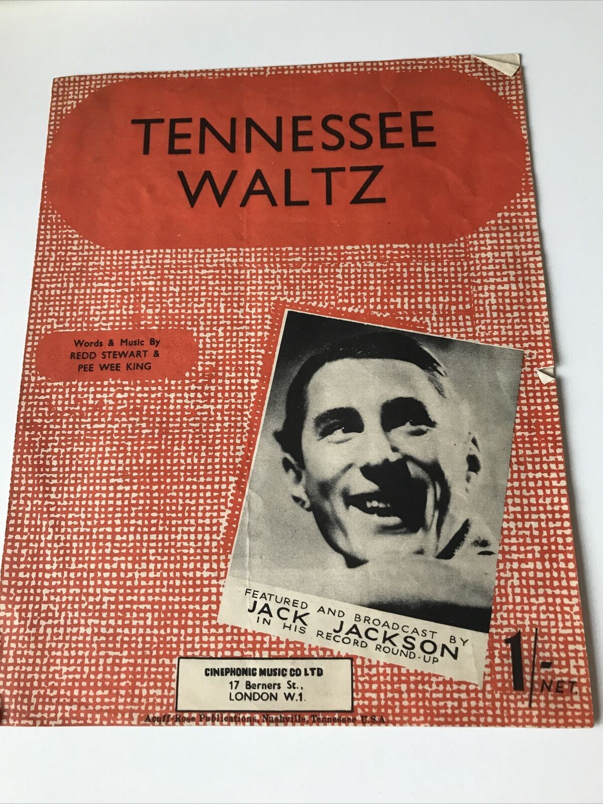 Vintage Sheet Music Tennessee Waltz Jack Jackson Redd Stewart Pee Wee King 1940s