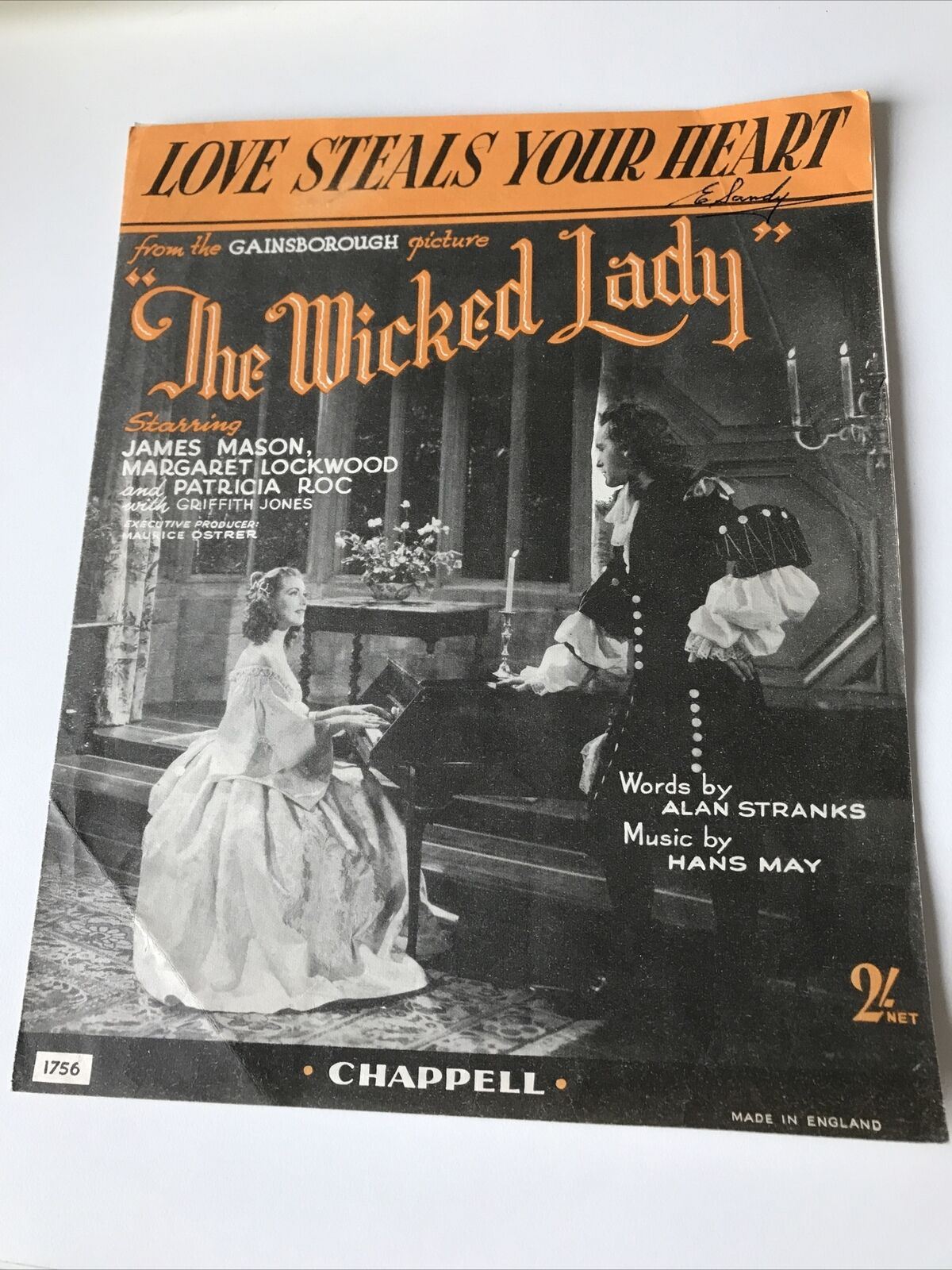 Vintage Sheet Music 1945 From Film The Wicked Lady Love Steals Your Heart Voice