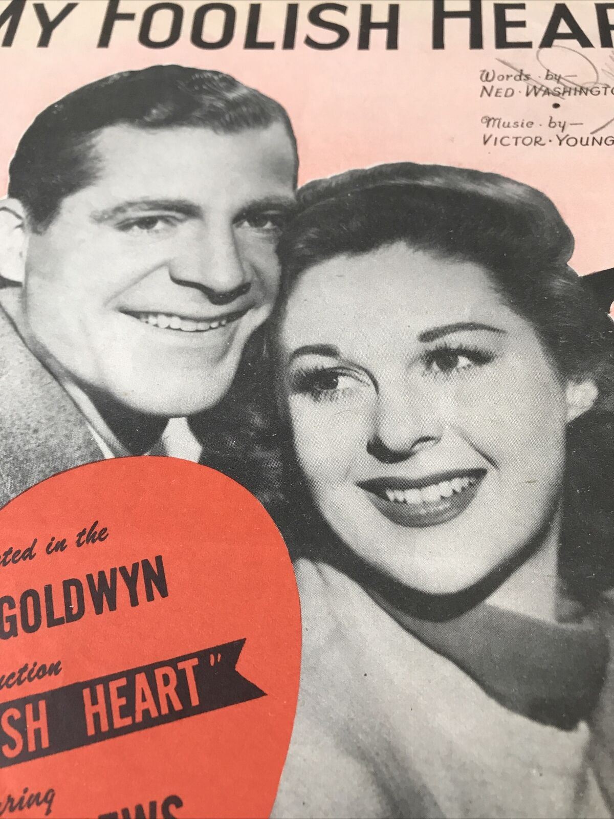 Vintage Sheet Music My Foolish Heart Film Movie Dana Andrews Susan Hayward