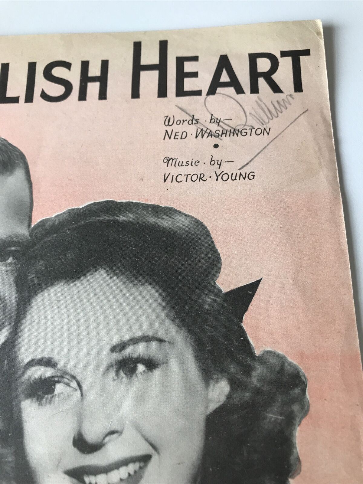 Vintage Sheet Music My Foolish Heart Film Movie Dana Andrews Susan Hayward