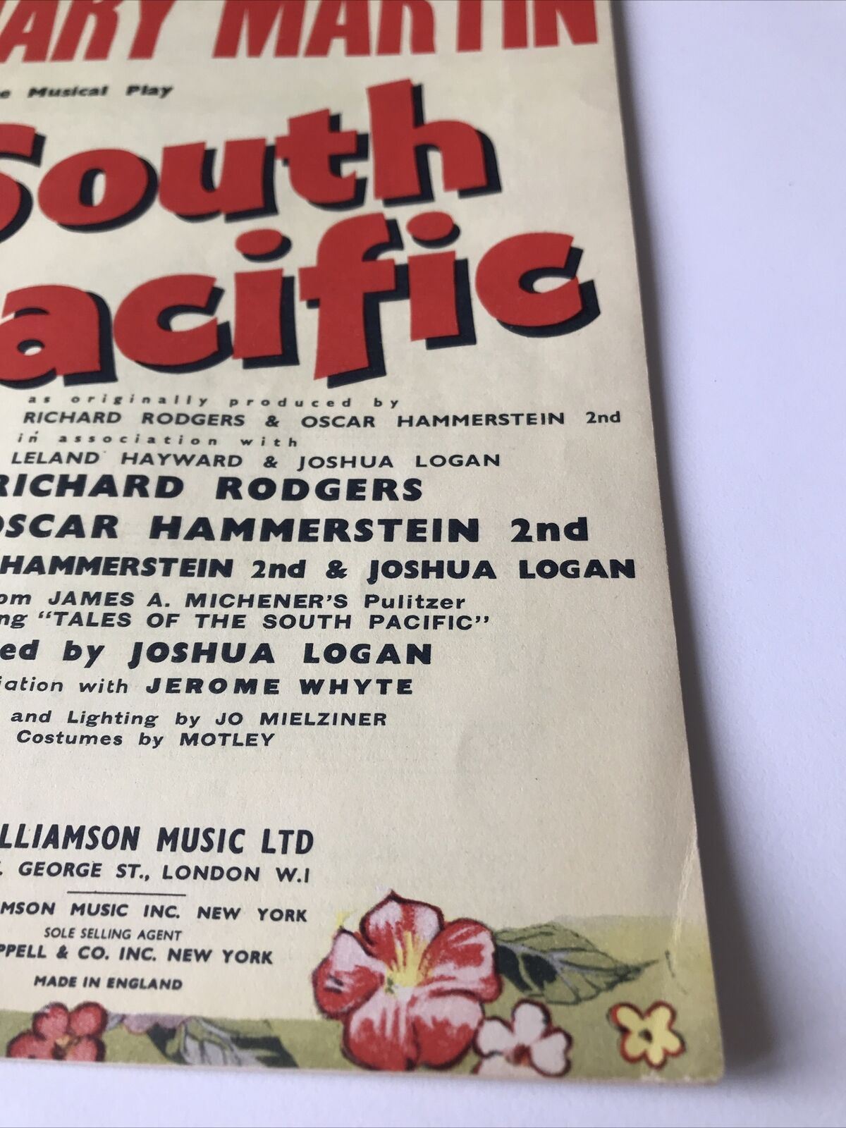 SOUTH PACIFIC Vintage Sheet Music Book Voice & Piano A Wonderful Guy Mary Martin