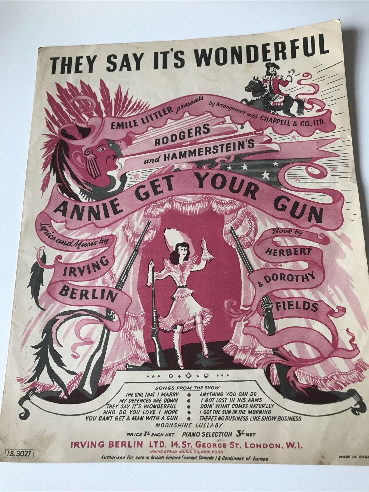 Vintage Sheet Music They Say It’s Wonderful From Annie Get Your Gun 1946 Berlin