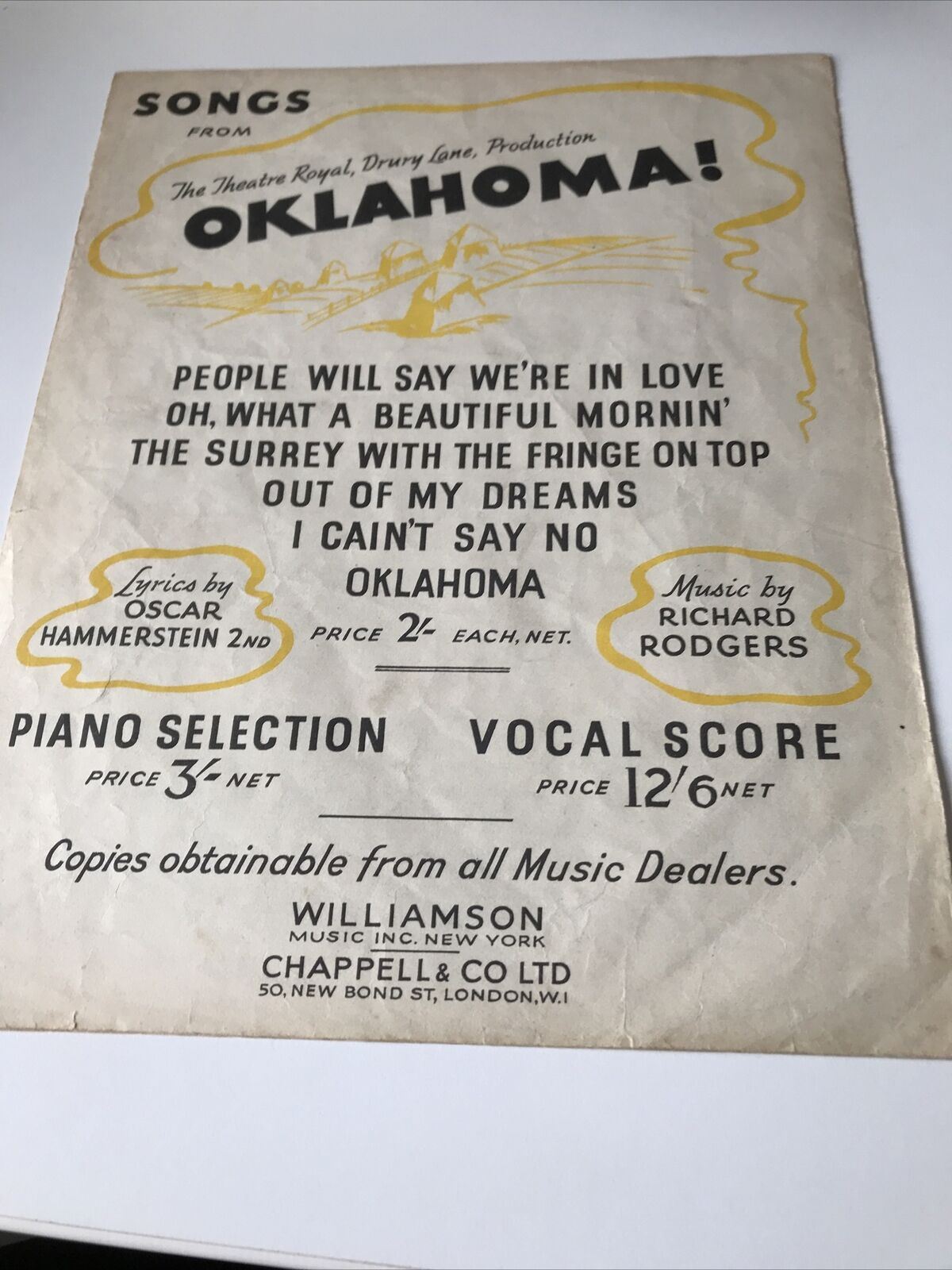 Vintage Sheet Music Out Of My Dreams From Oklahoma 1942 Rogers Hammerstein Piano