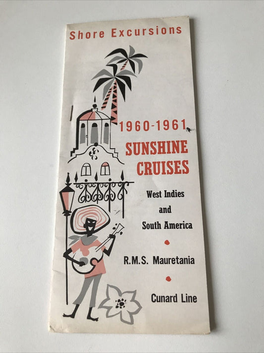 Cunard Cruise Memorabilia 1960s West Indies South America Shore Excursions Book