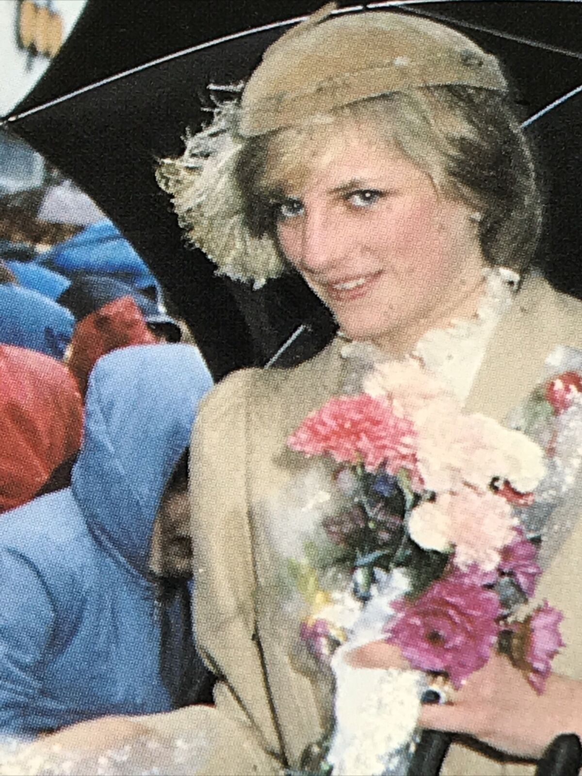 Princess Diana Postcard Vintage 1981 Greeting The Public Rainy Day Looking Shy