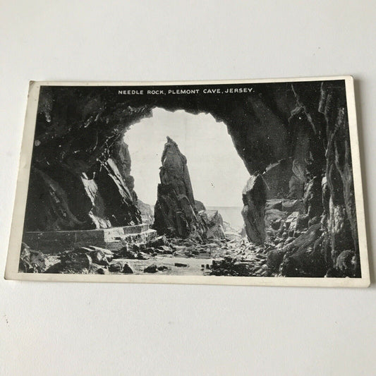 Vintage Postcard Black White Jersey Needle Rock Plemont Cave