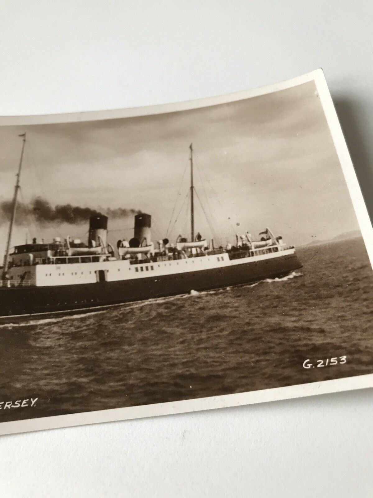 Vintage Postcard Black White Sepia SS Isle Of Jersey Boat Ship RP