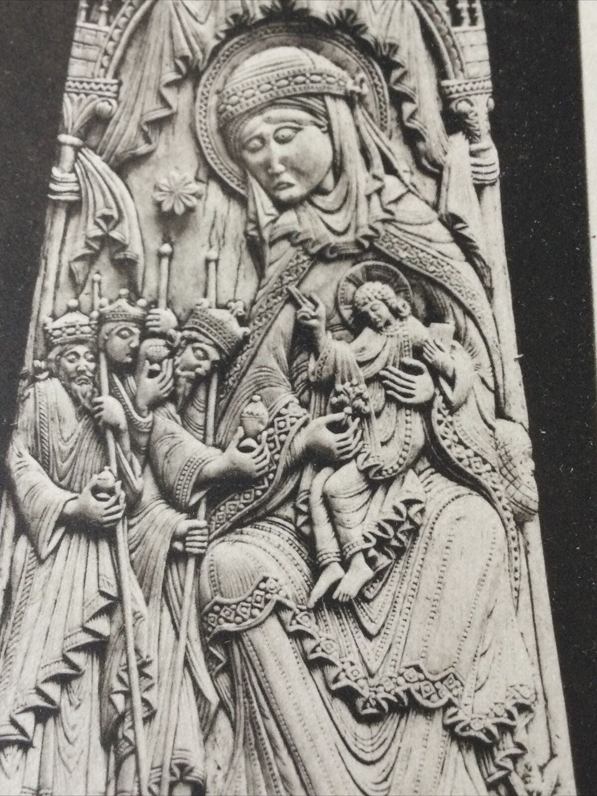 Vintage Postcard Black White V & A Museum Adoration Of The Magi Relief Sculpture