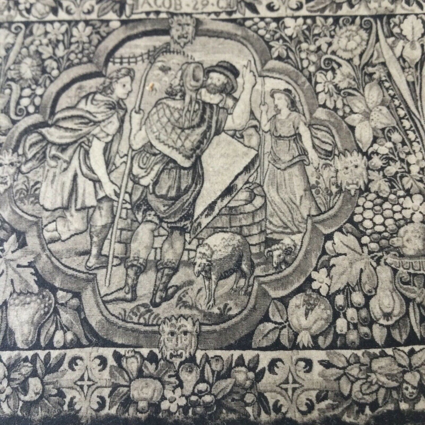 Vintage Postcard Black White V & A Museum Jacob At The Well Elizabethan Tapestry