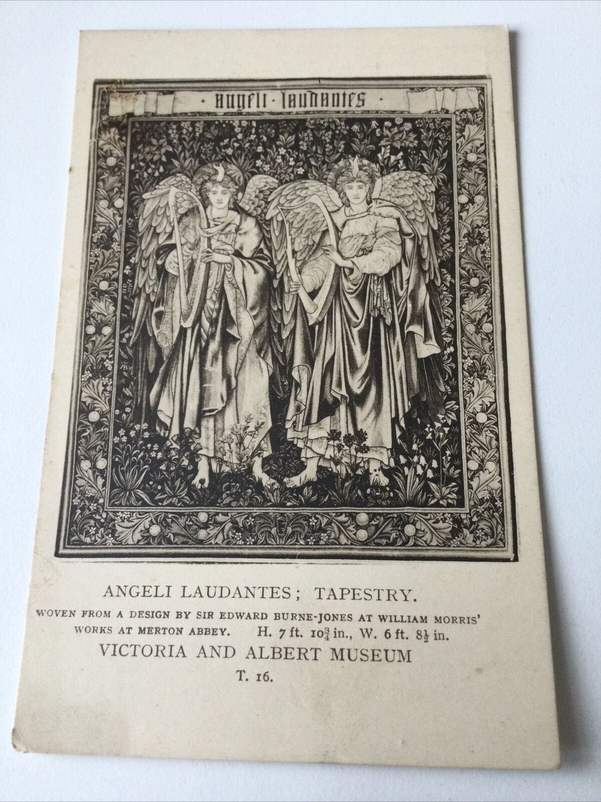 Vintage Postcard Black White V & A Museum Tapestry After Burne Jones Angeli Laud