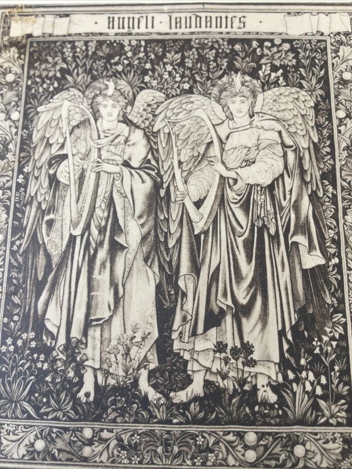 Vintage Postcard Black White V & A Museum Tapestry After Burne Jones Angeli Laud