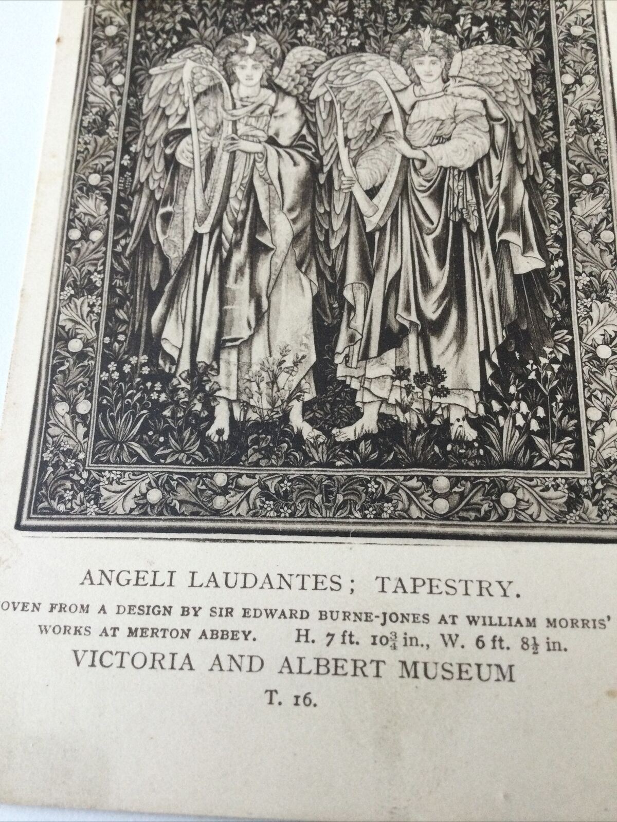 Vintage Postcard Black White V & A Museum Tapestry After Burne Jones Angeli Laud