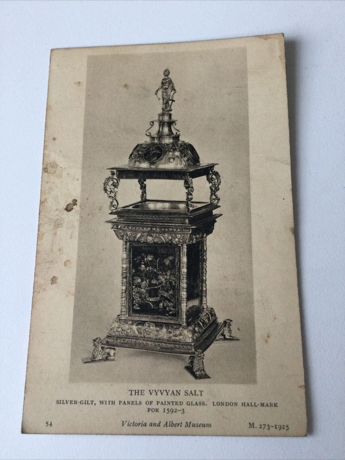 Vintage Postcard Black White V & A Museum Vyvyan Salt 1592-3 Silver Gilt London