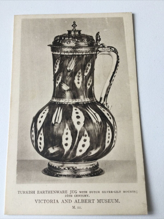 Vintage Postcard Black White V & A Museum C16th Turkish Earthenware Jug Rhodian