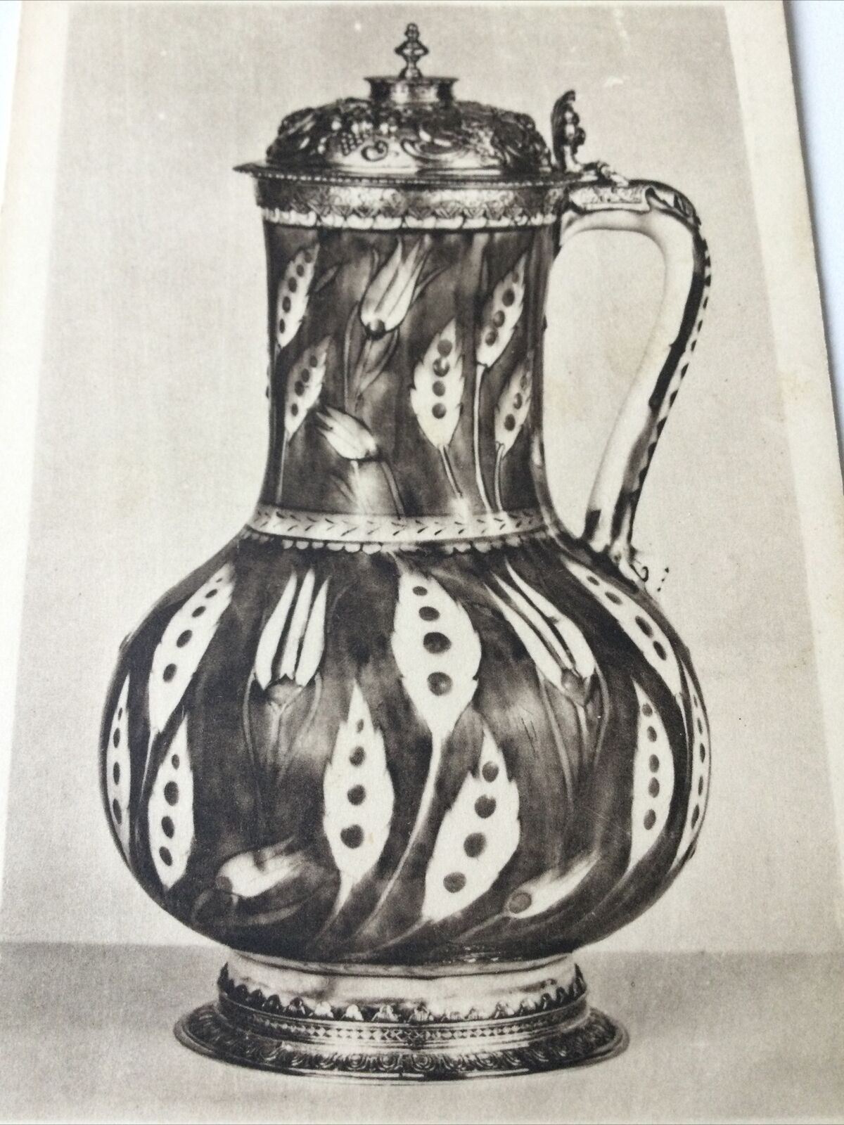 Vintage Postcard Black White V & A Museum C16th Turkish Earthenware Jug Rhodian