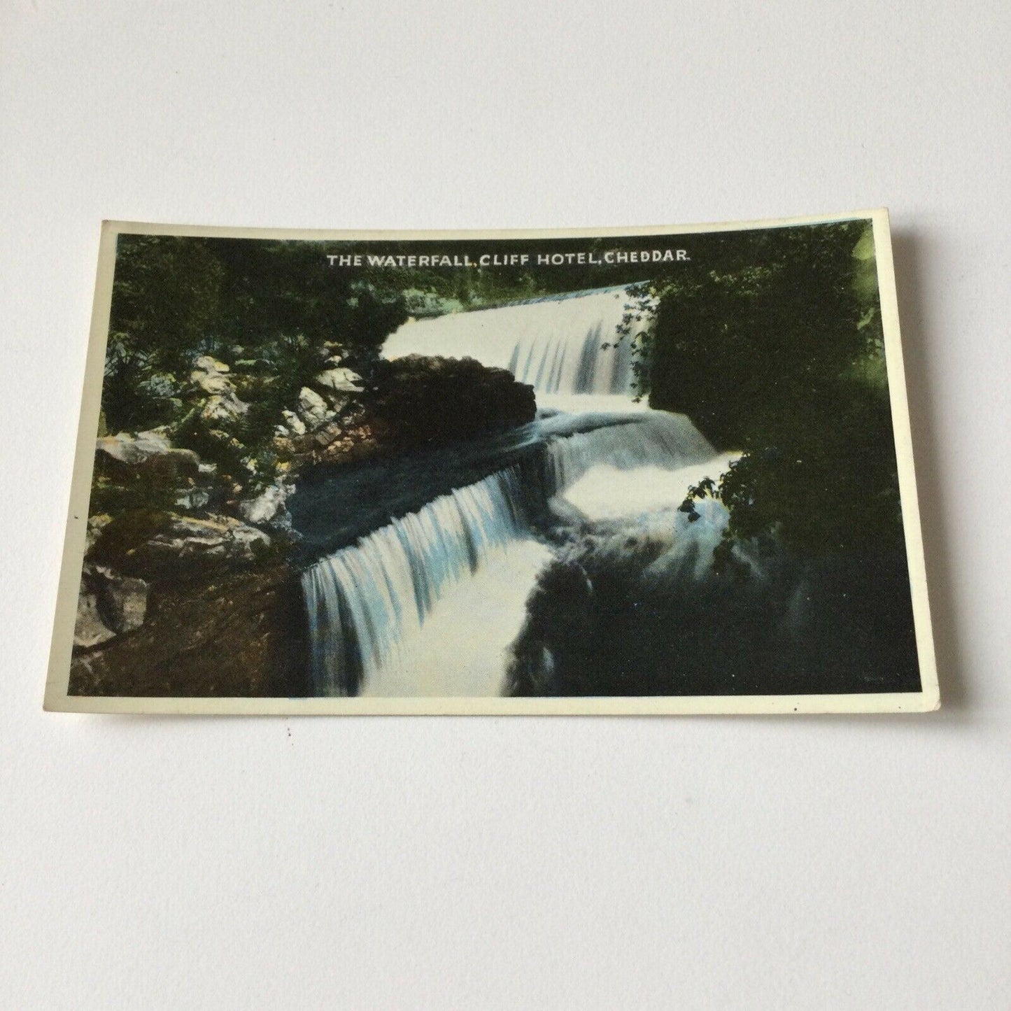 Vintage Postcard Coloured. The Waterfall Cliff Hotel Cheddar.