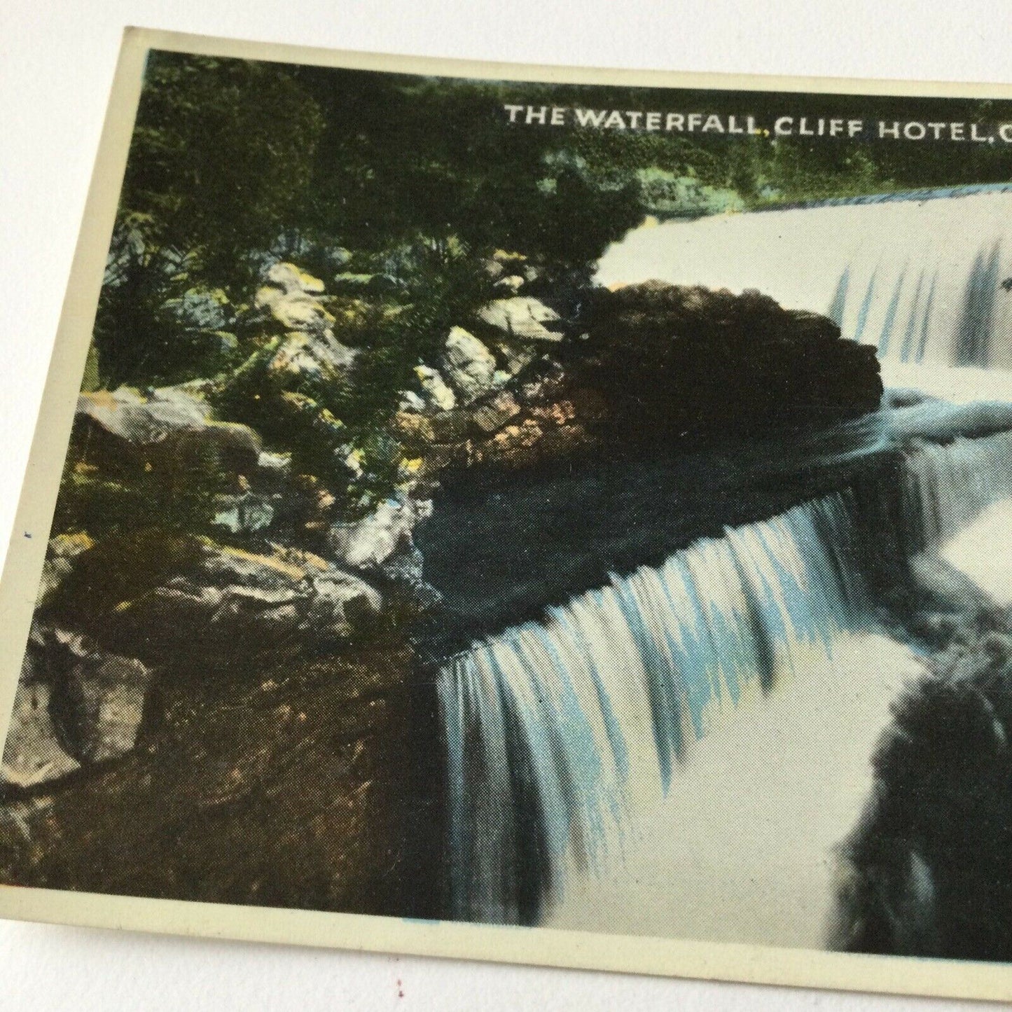 Vintage Postcard Coloured. The Waterfall Cliff Hotel Cheddar.