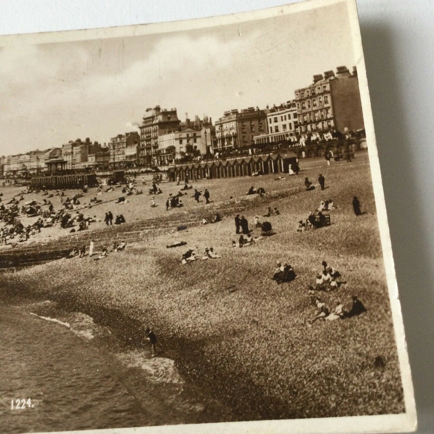 Vintage Postcard Black White Sepia Hove From West Pier Brighton Beach Sea Town