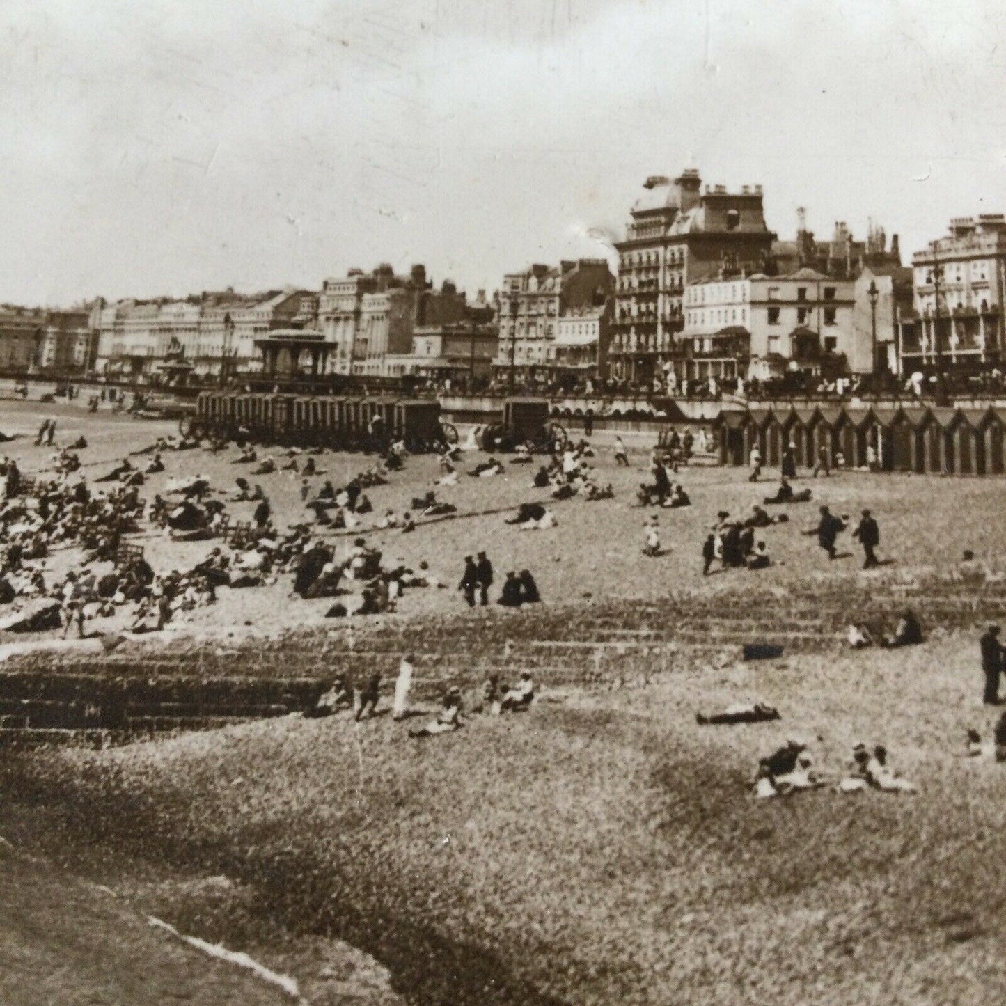 Vintage Postcard Black White Sepia Hove From West Pier Brighton Beach Sea Town