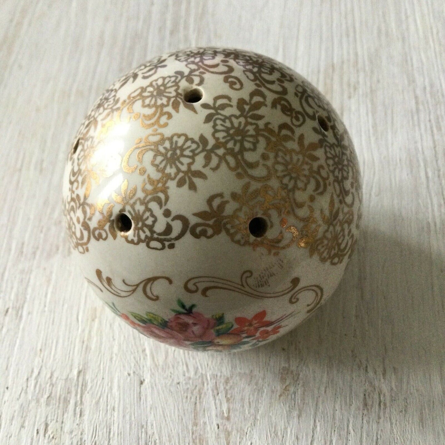 China Pomander Made In England Floral With Gold Swirls. Pretty.