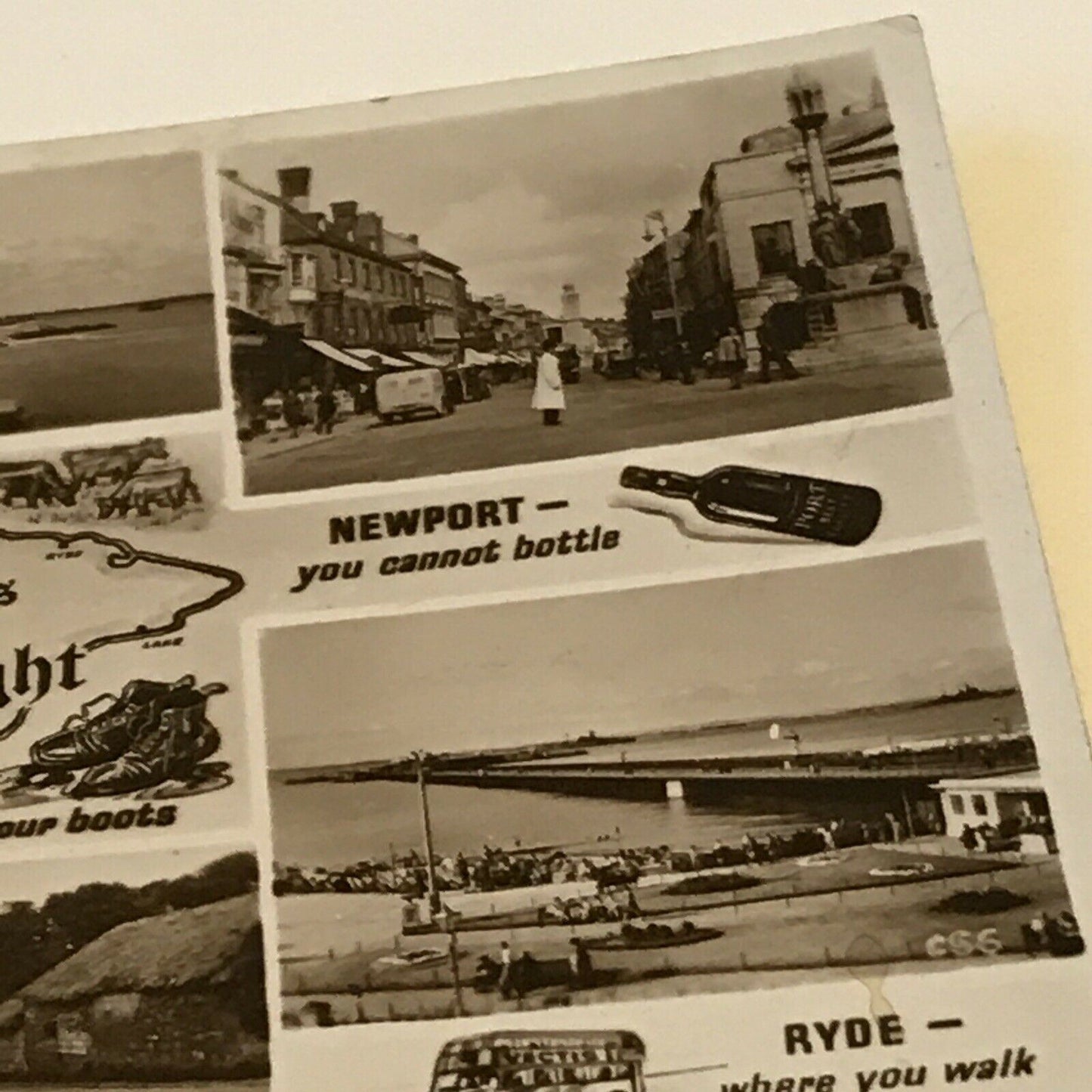 Vintage Postcard Black White 6 Wonders Of The Isle Of Wight RP Needles Cowes Etc