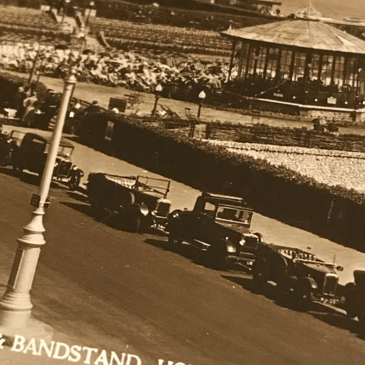 Vintage 1920s / 1930s Postcard - Black and White - Hove - Western Lawns - Bandstand / Sea View / Tennis RP