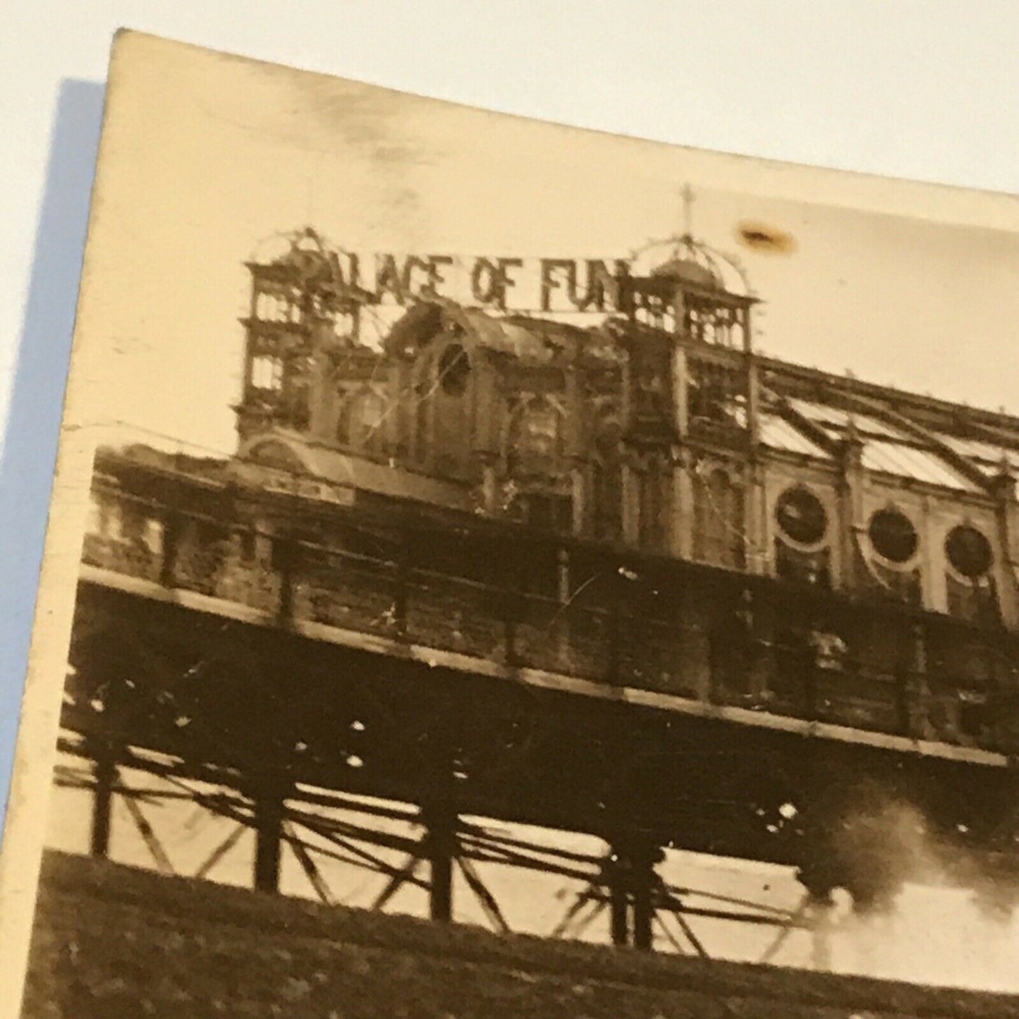 Vintage Postcard Rough Sea At Brighton Palace Of Fun Pier Waves RP Black White