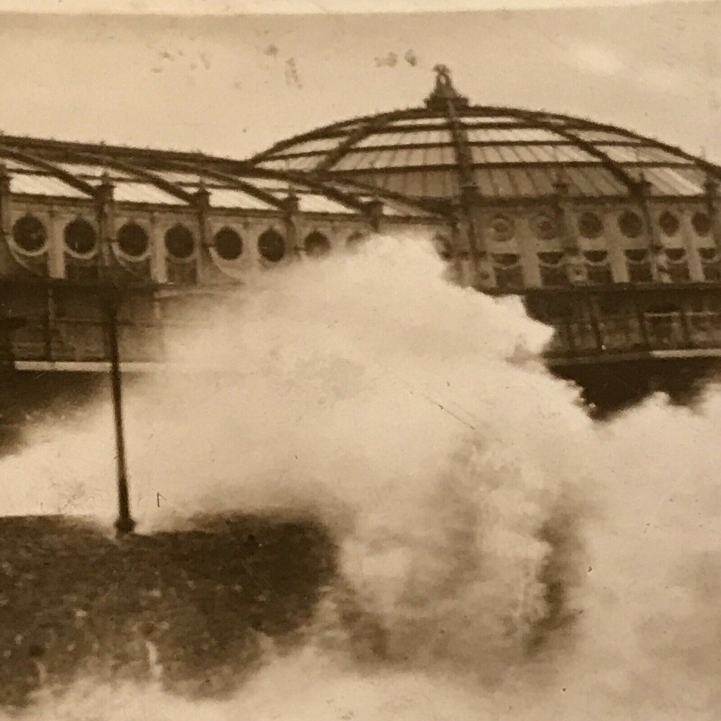 Vintage Postcard Rough Sea At Brighton Palace Of Fun Pier Waves RP Black White