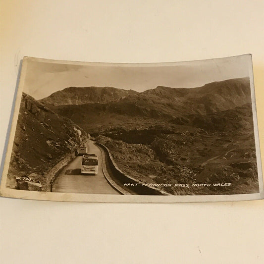 Vintage Postcard Nant Ffrancon Pass North Wales RP Mountains Winding Road