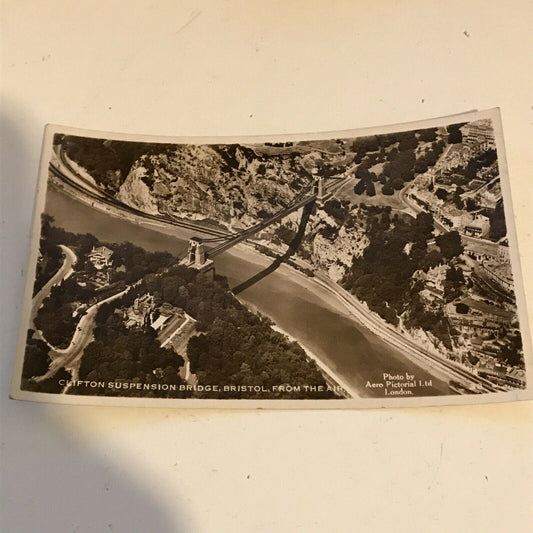 Vintage Postcard Clifton Suspension Bridge Bristol Aerial Photo RP Black White